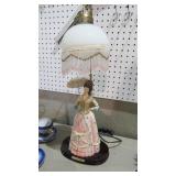 CROSA LADY FIGURAL LAMP, FRINGE SHADE