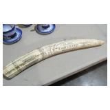 NATICAL SCRIMSHAW ON FAUX TUSK, 21" LONG