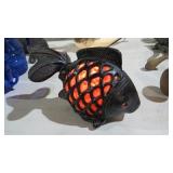 CAST IRON & STAINED GLASS FISH LAMP