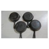 4 SMALL CAST IRON SKILLETS