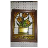 SMALL LEADED STAINED GLASS WINDOW