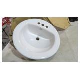 NEW PORCELAIN UNDER LAVATORY SINK, 21 X 19"