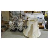 PAIR GLASS LAMPS W/SEASHELLS & SHADES
