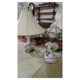 2 HAND PAINTED MILK GLASS LAMPS