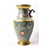 CHINESE CHAMPLEVE HANDLED VASE