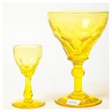 URANIUM VASELINE STEMWARE PAIR