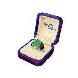 ART DECO STYLE JADE SIGNET RING