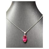 4 CT+ RUBY PENDANT NECKLACE ON CHAIN