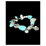 STERLING SILVER SILPADA TURQUOISE CHARM BRACELET