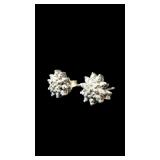 DIAMOND AND STERLING SILVER STUD CLUSTER EARRINGS