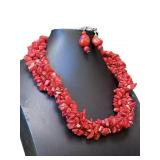 CORAL NECKLACE & EARRINGS SET