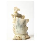 CHINESE CARVED STONE HORSE VASE