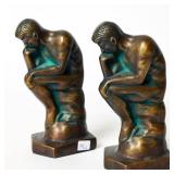 THE THINKER BRONZED BOOKENDS