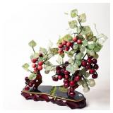 CHINESE JADE AND HARDSTONE GRAPE BONSAI