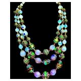 URANIUM GLASS RHINESTONE NECKLACE