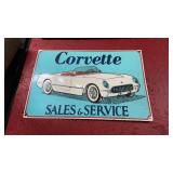 Corvette Sales & Service Metal Sign