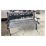 Corvette Wood Iron Outdoor Bench Missing One Slat