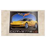 Yellow Corvette C6 Metal Sign