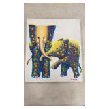 Pants Noisong Elephants Oil Canvas Painting.