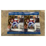 Pair of Lighted Snowmen with Rotating Train that