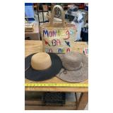 Straw Tote Bag and Two Ladies Beach Hats