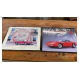 Two Corvette Framed Posters Medium Sized
