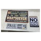 Three metal signs