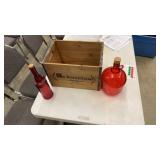 La Beaujolaise crate and two red bottles