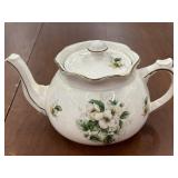 White Flowers Porcelain Teapot by Author Wood
