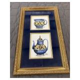 2 matted watercolor painting titled "Teacup