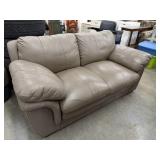 Taupe Leather Loveseat Sofa, Nice Condition,