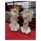 2 Ceramic Musical Angel Figurines, Tall