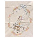 Vintage Twin Size Coverlet featuring Lady in