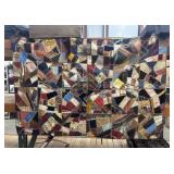 Antique Crazy Quilt Dated 1896 Handmade Textile
