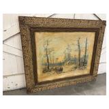 Vintage Painting featuring a snowy landscape