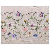 Vintage Floral Embroidered Twin Size Coverlet