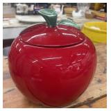 Red apple Cookie Jar, Vintage Ceramic