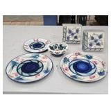 3 Gail Pittman plates ,1 Pam Sharp bowl and  2
