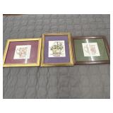 3 Hanging Pictures Teacups and Teapots