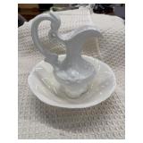 Beautiful White Ceramic Pitcher 7.5" Tall made in