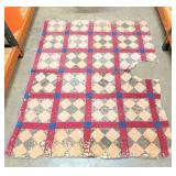 Vintage Handmade CUTTER Quilt, Blue Polka Dot
