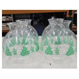 4 Vintage Christmas Tree Glass Lamp Chimneys