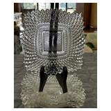 4 pc. vintage clear glass dishes featuring a