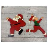 Vintage Wood Santa Elf Holiday Decorations