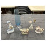 5 pc. A blue rose glass,an anniversary heart with