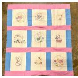 Vintage Baby Quilt TOPPER, Handmade with Blocks