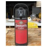 Community Coffee Airpot, designed to keep coffee