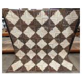 SIGNED Log Cabin Handmade Quilt, Vintage, Measures