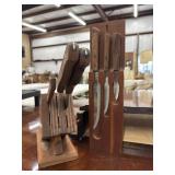 Kitchen knives with Wood Block and wall