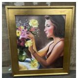 ï¿½Girl Arranging Flowers" Oil Painting by Greg